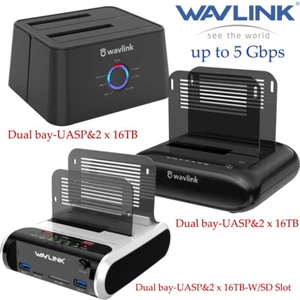 Wavlink External Hard Drive Reader SSD HDD Enclosure Dual Bay USB3.0 to SATA 16T - Picture 1 of 81