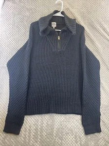 John + Jenn Womens L Navy 1/4 Zip Long Sleeve Sweater - Picture 1 of 11