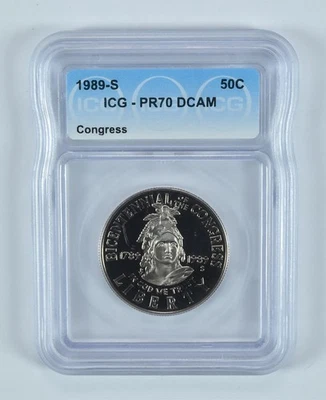 1989-S Congress Commemorative Half Dollar PR70 DCAM ICG *1499 - Image 1 of 4