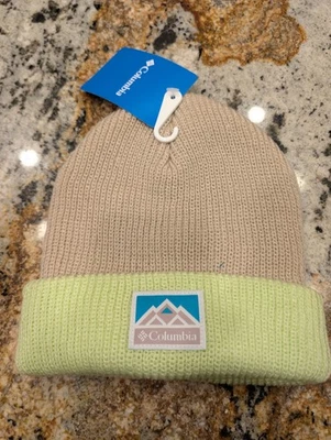 Columbia Youth Whirlibird gorro tejido con puños, lima/bronceado - talla única - nuevo Foto 1 de 3