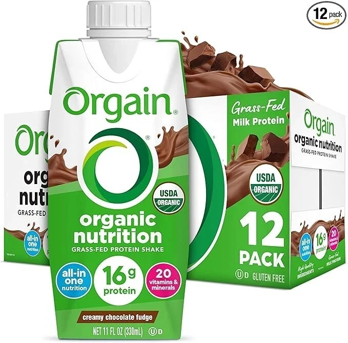 Batido nutricional orgánico Orgain reemplazo de comida cremoso chocolate dulce de azúcar Foto 1 de 4