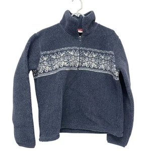Esprit Blue Snowflake Sherpa Fleece 1/4 Zip Sweater Jacket Vintage Size L Acrylic - Bild 1 von 6