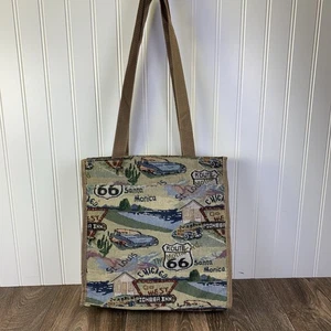 Route 66 Tapestry Tote Shoulder Bag Highway Americana Road Trip w/ Coin Purse - Picture 1 of 13