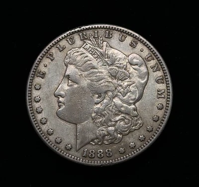 Dólar de plata Morgan 1888-S fecha clave en estado bastante bueno/excelente detalles Foto 1 de 4