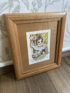 VTG 1982 Jody Bergsma Framed Matted Lithograph Print Bath Tub Cat 8.5” X 11” - Picture 1 of 6