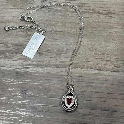 Brighton Pink  Courageous Heart Necklace Silver Tone NWT - Image 1 of 4