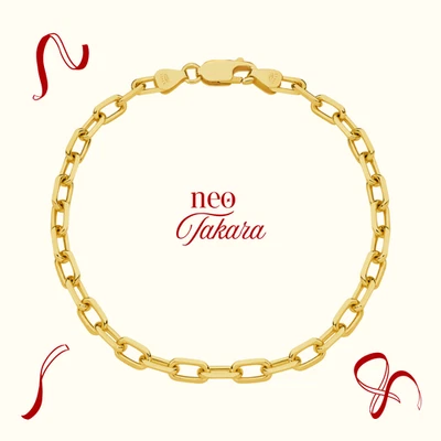 Cadena de pulsera con clip de papel de corte de diamante de oro amarillo macizo de 9 quilates 3,74 mm - Hecha en Italia Foto 1 de 4