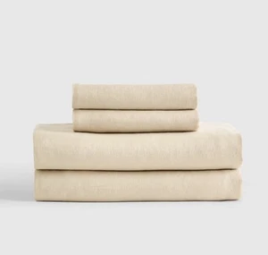 Quince European Linen Sheet Set 4 Piece Oat Color Full Size NWOT - Picture 1 of 3