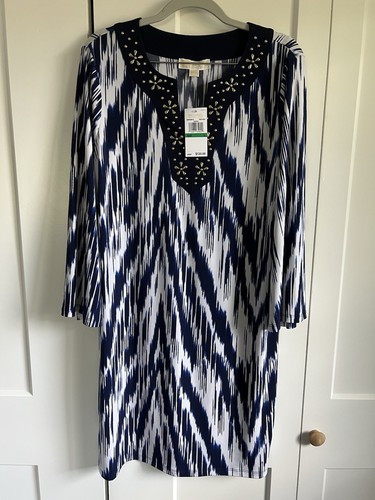 DESIGNER MICHAEL KORS Abito fantasia bianco e nero Taglia L Tunica nuova con etichetta