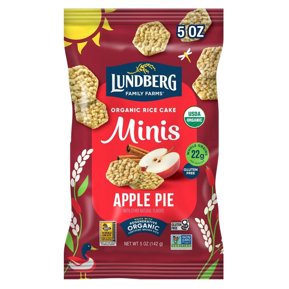Organic Rice Cake Minis 5Oz Apples Cinnamon Gluten Free Snack 21G Whole Grains - Image 1 of 4