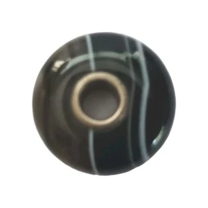 Echt Glas Trollbeads gestreift schwarzer Onyx Retired Bead Sterlingsilber/Glas - Bild 1 von 6