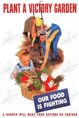 Póster impresión artística Plant a Victory Garden 1943 Segunda Guerra Mundial Our Food is Fighting EE. UU. Foto 1 de 4