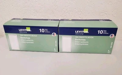 *20* Leviton Decora 15 Amp 1 polo balancim interruptor de luz silenciosa CA, branco (5601-2WM) - Imagem 1 de 4