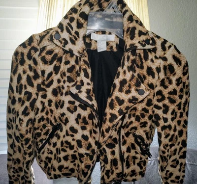 Zara Leopard Print Faux Fur Jacket -Size 2. With Zippered Pockets - Image 1 of 4