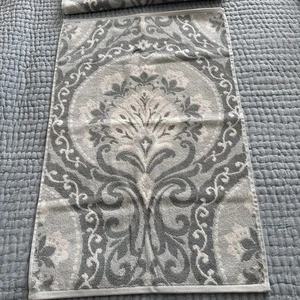 2- Pottery Barn Jacquard Hand Towels Organic Cotton Blues/White NWOT - Picture 1 of 5
