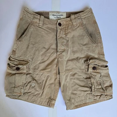 Pantalones Cortos Carga Abercrombie & Fitch Talla 28 Para Hombres Pesados Angustiantes Caqui Marrón Algodón Foto 1 de 4