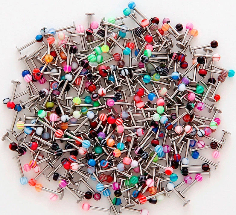 50pc Big Mix UV Ball 316L Surgical Steel Labrets  Monroes Wholesale Body Jewelry - Image 1 of 1