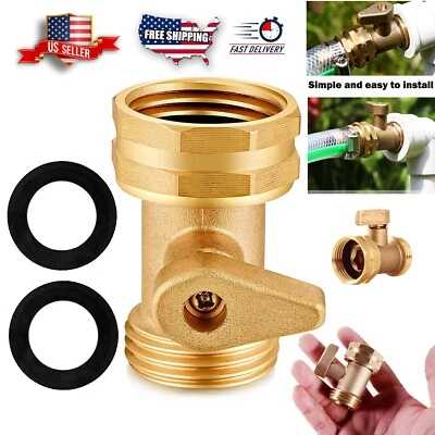 Manguera de jardín válvula de cierre de 3/4”, conector de latón macizo de alta resistencia Foto 1 de 4