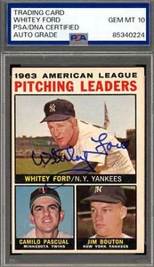 Whitey Ford Gem Mint 10 PSA DNA Signed 1964 Topps 1963 Leaders Autograph - Picture 1 of 1