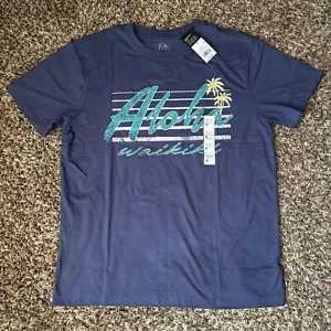 T-shirt da uomo originale Use By Target ""Aloha waiki"" in blu medio - Foto 1 di 7