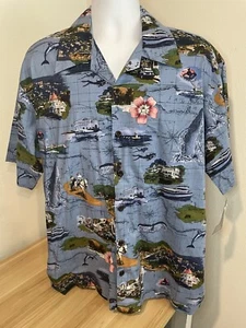 Neu mit Etikett David Carey Hawaiihemd blau Catalina Island Thema Large - Bild 1 von 7