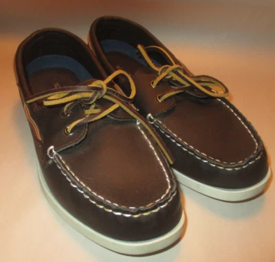 Thom McAn Keeper Mens 7.5M Dark Brown Faux Leather Comfort Insole Boat Shoes - Image 1 of 4