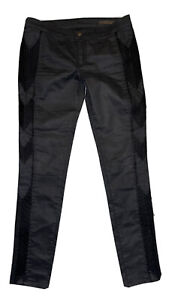 Rag & Bone Raja Shoreditch Embroidered Black Stretch Jeans Side Panels Sz 29