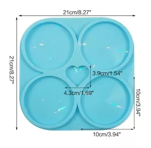 4pcs Holographic Round Silicone Coaster Mould Mold Set Resin Casting Craft Epoxy - Bild 1 von 3