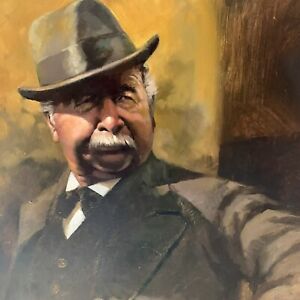 Peinture à l'huile D.Millsap d'un homme dans un chapeau