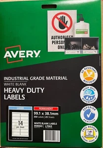 Avery L7063 959063 Heavy Duty Laser Labels 14UP White 25 Sheets - Picture 1 of 2
