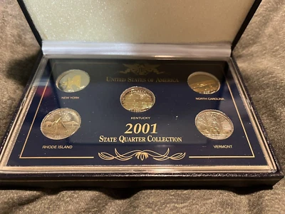 24Kt Cameo Gold Plated 2001 State Quarter Collection US Commemorative Gallery - Image 1 of 4