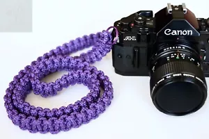 NEW PURPLE CAMERA 48" NECK STRAP POLYPROPYLENE DSLR MIRRORLESS SONY CANON FUJI - Picture 1 of 12