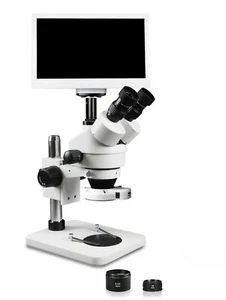 Microscopio estéreo trinocular con zoom focal simulador industrial Vision 3,5x-90x, 11,6"" W - Imagen 1 de 5