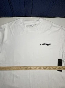 Ed Hardy Logo crewneck short sleeve T-shirt Men's medium white nwt - Picture 1 of 8