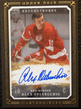 2008 Upper Deck Masterpieces Brushstrokes Alex Delvecchio Auto Detroit Red Wings