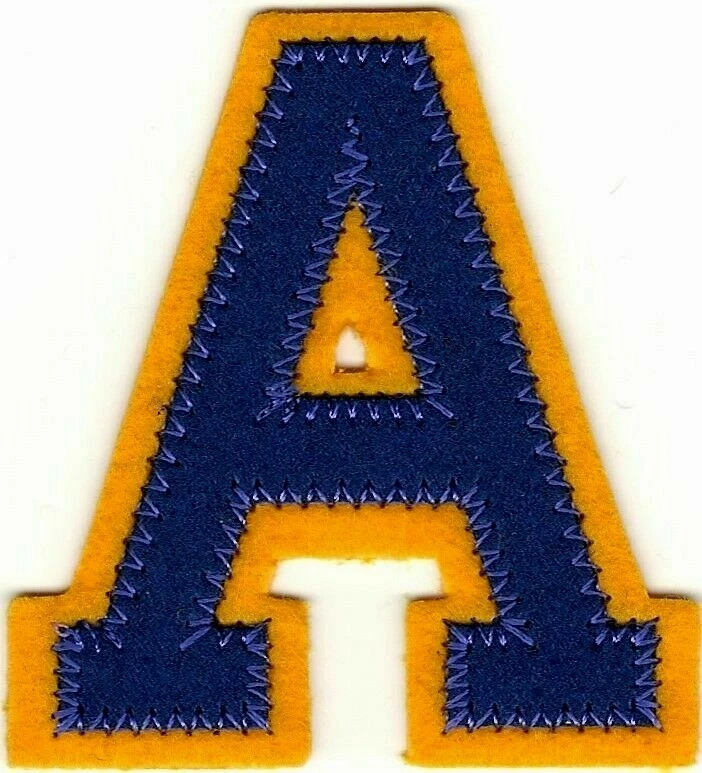 Purple Gold Letter A Patch Felt Block Varsity Letterman (2 1/2 in) - Image 1 of 1