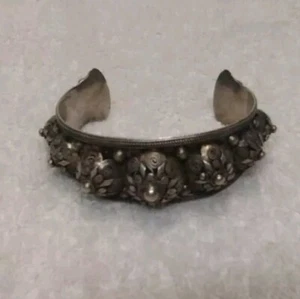 Beautiful Ornate Antique French Indonesia Sterling Silver Cuff Bracelet 44 grams - Picture 1 of 22