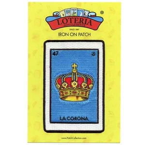 La Corona 47 Patch Crown Mexican Loteria Card Sublimated Embroidery Iron On - Picture 1 of 4