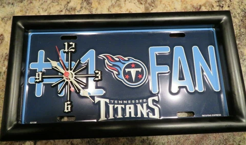 Tennessee Titans #1 Fan License Plate Quartz Clock Rico Industries USA Cover