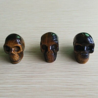 Fashion Natural Tiger Eye Stone Carved Skull Charm Pendants 3pcs/lot Wholesale - Image 1 of 4
