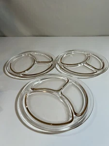 Vtg LE SMITH Set Of 3 -Homestead Pink- Glass Grill Plates (3 part). 9" Dia. - Picture 1 of 3