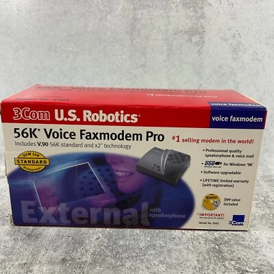 NEW & SEALED 3Com U.S. Robotics 56K Voice Faxmodem Pro V.90 Model 5605 - Image 1 of 4