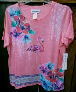 NWT ๐๐ฅ ALFRED DUNNER ๐ฅ๐ MIAMI BEACH Short Sleeve Embellished Top M - Picture 1 of 4