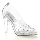 Sale CLEARLY-420 Fabulicious High-Heels Peep-Toe Pumps transparent mit Strass 37