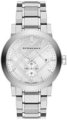 Novo relógio masculino Burberry BU9900 The City mostrador prateado aço inoxidável - Imagem 1 de 2