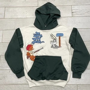 Looney Tunes Sweatshirt Hoodie Boys Small 1995 Bugs Bunny Elmer Fudd Vtg - Picture 1 of 14
