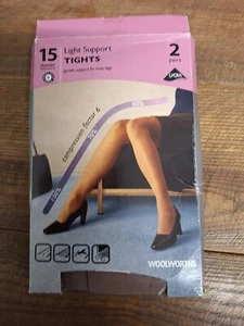 Woolworths 2 Pairs Medium Rosewood 15 Denier Light Support Tights - Picture 1 of 1