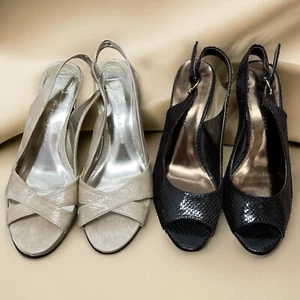 2 PAIR! Etienne Aigner Women’s Size 6.5 Heels, Snake and Lizard Embossed - Picture 1 of 9