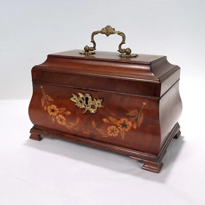 Antique English Georgian Style Inlaid Mahogany Bombe Shaped Tea Caddy - Image 1 of 4