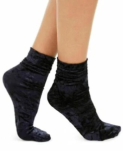 F246 Inc Rose or Dark Blue Women's Velvet Slouchy Crew Socks - Picture 1 of 4